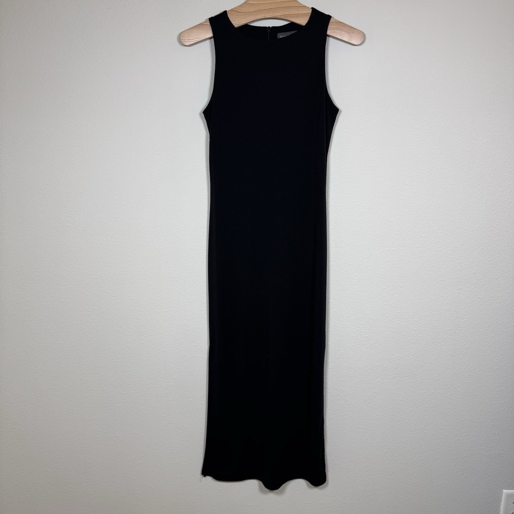Banana Republic Black Sleeveless Maxi Dress Side Slit Back Zip Stretch Size XS